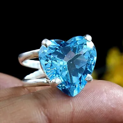 $119.22 • Buy Heart Jewelry Women Sterling Silver Blue Topaz Ring Valentines Day Gifts For Her