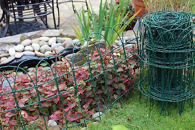 Garden Border Fence Lawn Edging Green PVC Coated Wire Edge Fencing 10m Easigear • £14.99