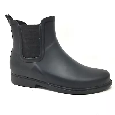 J. Crew Waterproof Rain Boots Booties Shoes Women's Size 8 Black Rubber Pull On • $28.13