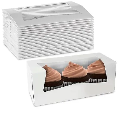 MT Products White Cupcake Boxes With Window 9  X 4  X 3.5  Bakery Box 25 Pieces • $26.67