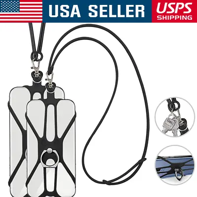 Cell Phone Strap Neck Lanyard Case Sling Necklace Cord Holder Silicone W/ Ring • $8.80