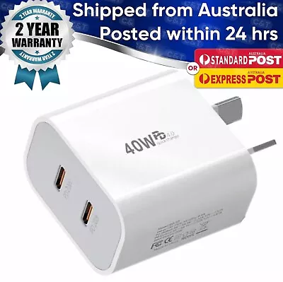 40W DUAL USB-C PD Fast Charging Wall USB C Charger Power Adapter Type-C Brick AU • $6.29