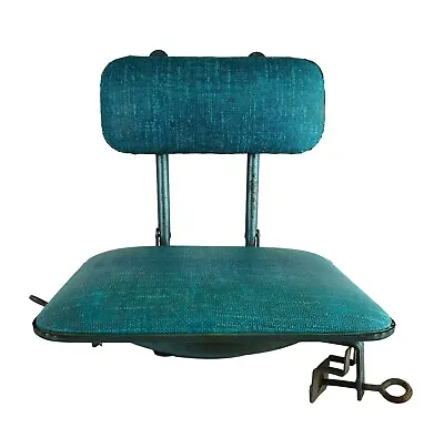 Vtg Retro Blue Vinyl 1950's 1960's Portable Folding Stadium Seat SWIVEL Chair • $59.99