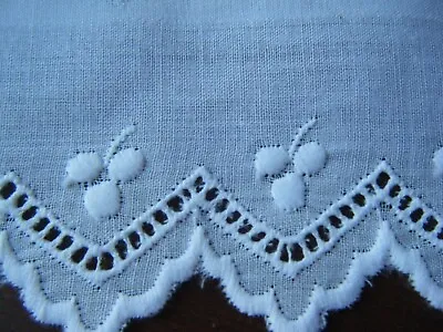 Antique Trim Lace Linen 3D Embr/ery Floral White On White For Doll Bears Costume • $20.99