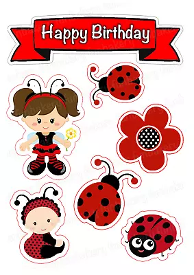 Ladybug Edible Muffin Cake Picture Pad Party Decorative Gift Birthday New • £5.76