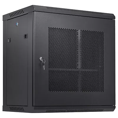 VEVOR 12U Wall Mount Network Server Rack Cabinet Enclosure 15.5'' Deep Door Lock • £107.99