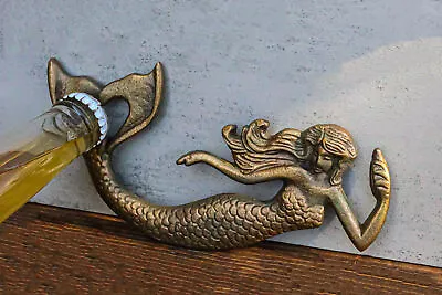 Pack Of 2 Rustic Cast Iron Metal Sea Coastal Siren Mermaid Hand Bottle Opener • $28.99