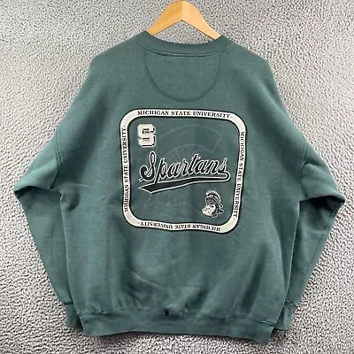 Vintage 90s Michigan State Spartans MSU Crewneck Sweatshirt Size XL Green • $29.99