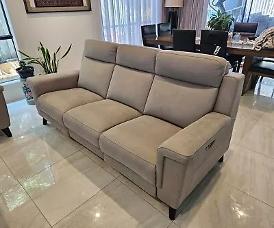 Grey Suede Electric Recliner Sofa In Perfect Condition (3-seater And 2-seater)  • $3000