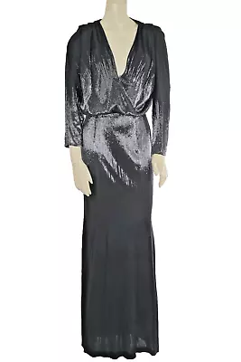 Vintage NAEEM KHAN Black Beaded Maxi Evening Sequence Gown Dress Size 6 • $339.99