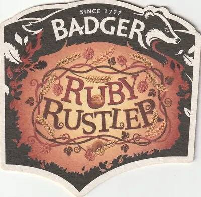 BEER MAT - HALL & WOODHOUSE BREWERY -  RUBY RUSTLER - (Cat 194 ) - (2014) • £1.50