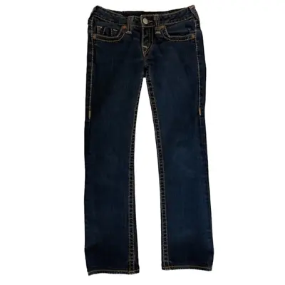 True Religion Jeans Womens 27 Gina Big T Bootcut Dark Wash Straight Mid Rise • $25.20