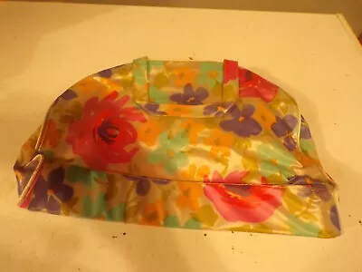 Vintage Plastic Floral Tote With Handle. Beach Bag. Vinyl. • $0.99