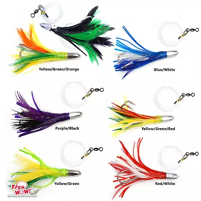 4.5  Bullet Super Hex Jet Head Rig Trolling Rigged Feather W/ A Double Hook Lot • $12.88