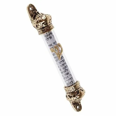 Gold Plated Mezuzah With Scroll ( 5 Inches ) • $12.99