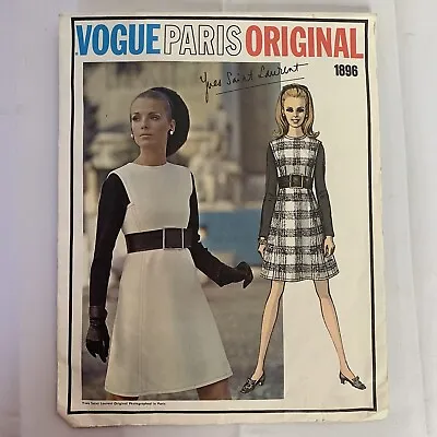 Vogue Paris Original Vintage Sewing Pattern Yves St Laurent Hi Waist Dress Sz 10 • $129.97