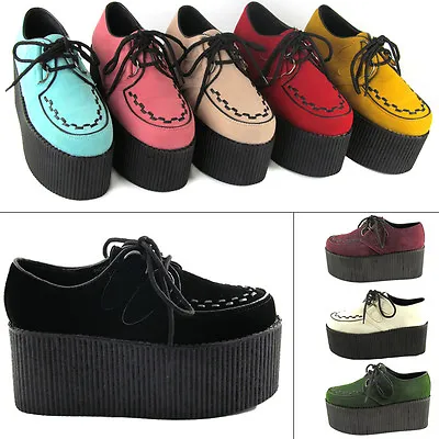 £32.99 • Buy Ladies High Platform Womens Trendy Retro Flat Triple Creeper 3  Shoes Boots Size