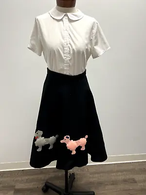 Vintage Handmade Black Felt Poodle Skirt 1950s Grease Costume Play • $45