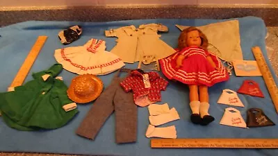 IDEAL SHIRLEY TEMPLE DOLL1950s 12” DOLL EXTENSIVE ORIG. CLOTHING GROUP • $48