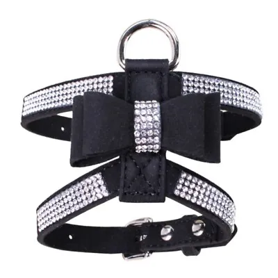 £6.37 • Buy Dog Harness Strap Lead Bling Rhinestone Pet Necklace Supplies Lovely Bow Collar