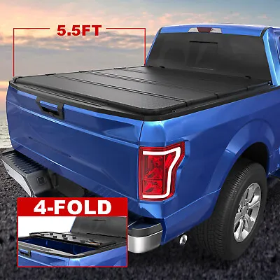 4-Fold 5.5FT Bed Hard Truck Tonneau Cover For 2015-2024 Ford F-150 & Led Lamp • $369.96