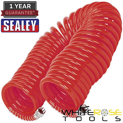 Sealey PU Coiled Air Hose 10m X Ø6mm With 1/4 BSP Unions • £25.35