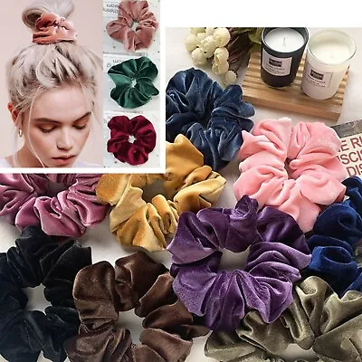 REAL VELVET Large Thick Strong Wide Scrunchies Hair Band Elastic Bobble UK • £1.89