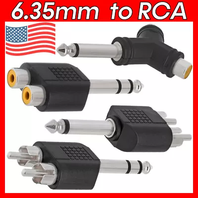 Mono Stereo 6.35mm To 2 RCA Splitter Adapter RCA Converter 2 F To M 1/4  Audio • $7.99