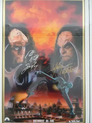 1999 STAR TREK Next Generation SIGNED Poster Testament By Fire GOWRON MARTOK • $500