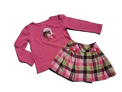 Gymboree Girls Shirt Skirt Size 6 Equestrian Club Vintage Pleated Plaid Horse • $21.99