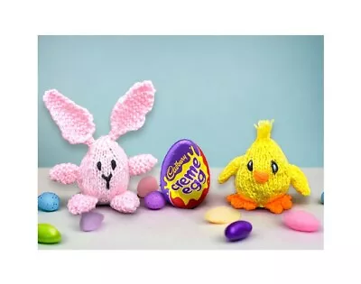 KNITTING PATTERN - Quick Knit Easter Bunny And Chick Choc Cover Fits Creme Egg • £3.25