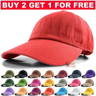 Plain Solid Polo Style Baseball Hat Washed Cotton Adjustable Cap Mens Womens • $8.45