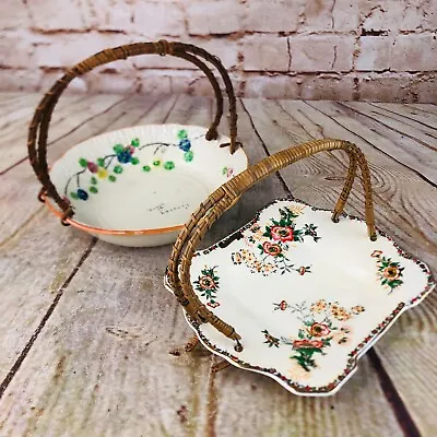 2 Vtg Hershey Park Souvenir Plates W Wicker Handles China Hand Painted Japan • $20.88