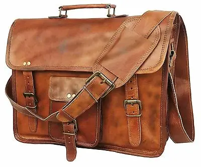 Leather Padded Briefcase Laptop Macbook Attache Satchel Aircabin Bag • £43.39