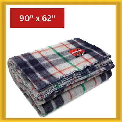 Swiss Link Military Surplus 90 X 62  Indoor Outdoor Stain Wool Blanket Gray Blue • $54.99