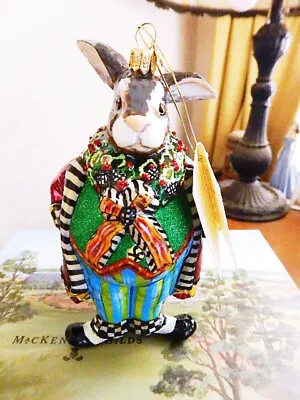 Mackenzie Childs BUNNY O'HARE Christmas Ornament Chicken Palace Ball - BOX RARE! • $449.95