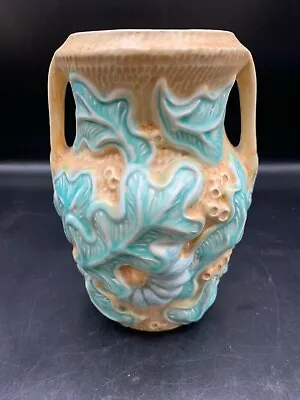 Vtg Arts & Crafts Vulcan  Ware Art Pottery Vase- Cool Leaves • $20