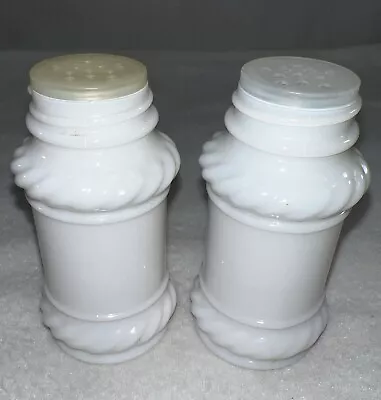 Vintage Indiana Milk Glass Salt & Pepper Shakers/ Spice Jars 3.5  Tall 1960’s • $10