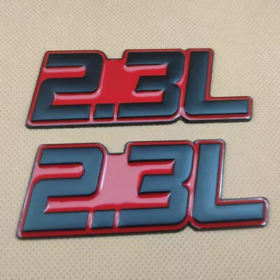 2Pcs Car Emblem Black & Red 2.3L Side Fender Sport Trunk Metal Badge 3D Sticker • $10.99