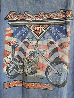 $20 • Buy Vintage HARLEY DAVIDSON MOTORCYCLE CAFE LAS VEGAS T-Shirt M Easy Rider Stonewash