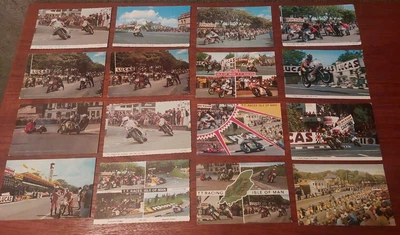 £9.99 • Buy 16 POSTCARDS TT RACES ISLE OF MAN Start Finish Course Shell Lucas Motorbike Race