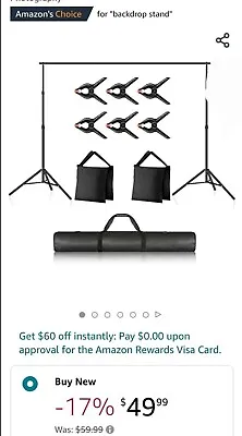 Neewer Photo Studio Backdrop Support System-10ft/3m Wide 7ft/2.1m High Adj. • $43.99