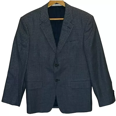 Nordstrom Men's Blazer Jacket Sport Coat Silk Wool 40 S Houndstooth Black Gray • $52.49