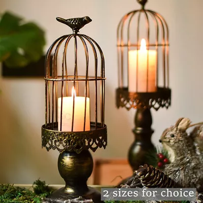 £9.99 • Buy Vintage Cage Candle Holder Metal Pillar Lantern Candlestick Wedding Home Decors