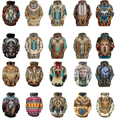 Native American Indian Chief Tribal Totem Ethnic 3D Pullover Hoodies Sweatshirts • £14.40