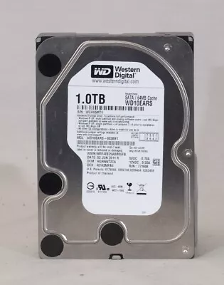 Western Digital WD10EARS-003BB1 - 1TB 5.4K RPM SATA 3.5  Hard Drive Refurbished • $26.95