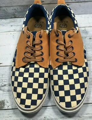 RADII Men's Navy Blue & White Checkered Low Top Shoe Flat  THE JAX  Sneaker 9.5 • $22.99