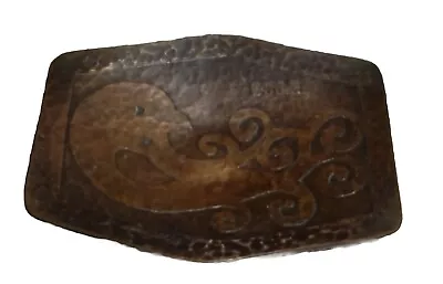 Vintage Signed Chilean Hammered Copper Pin Trinket Dish Dolphin Fish 2.5 X 3.5  • $12.85