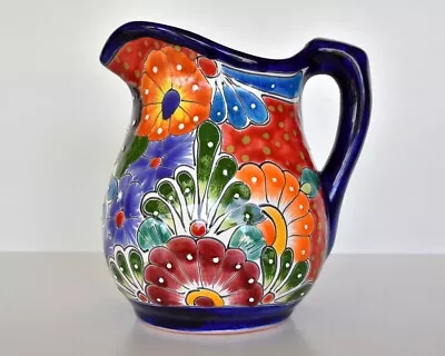 Mexican Folk Art Talavera Pottery Large Hand Painted Jug 23cm Tall • $35.88