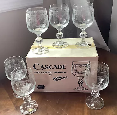 6 VINTAGE New Old Stock BOHEMIA Czech Crystal CASCADE Stemware Wine Glass 8oz • $52